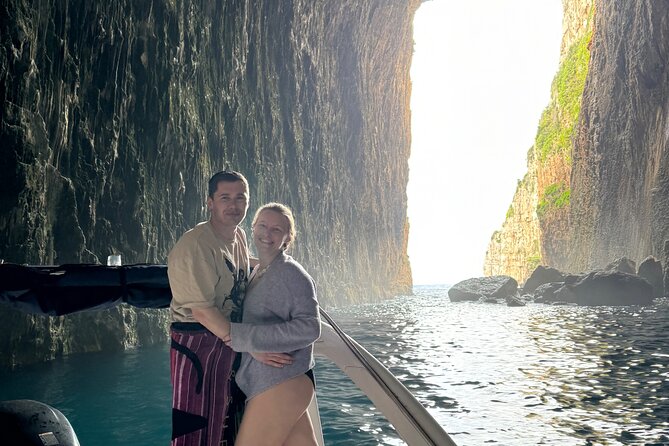 Speedboat Tour to Sazan Island, Haxhi Ali Cave and Marine Park - Stop 1: Sazan Island military base views, a swim break, and a quick hike