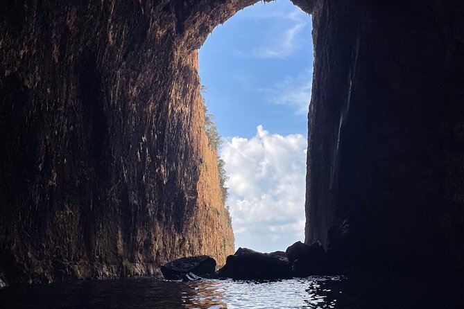 Vlore Speedboat Tour to Haxhi Ali Cave - St. Jani beach and the communist-era bunkers you can see from shore